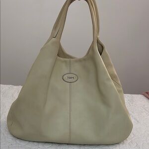 Tod's Cream Leather Tote Bag Vintage